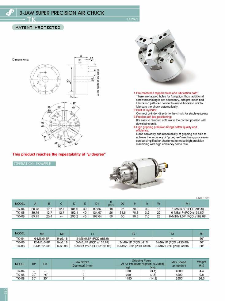 Source Frejoth catalogue page 15 — 3-Jaw Super Precision Air Chuck