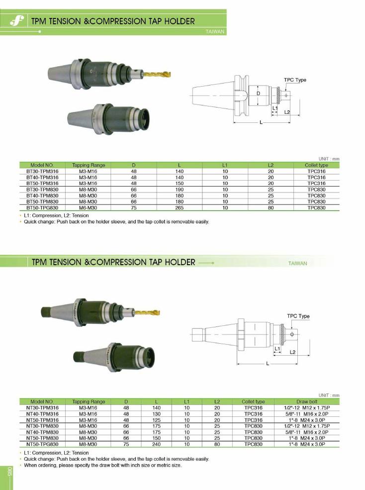 Source Frejoth catalogue page 88 — TPM TENSION &COMPRESSION TAP HOLDER