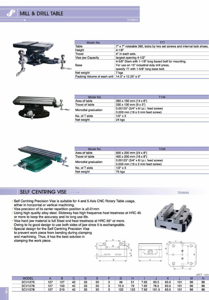 Source Frejoth catalogue page 149 — MILL & DRILL TABLE
