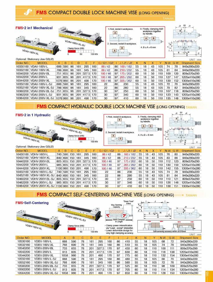 Source Frejoth catalogue page 165 — FMS Compact Double Lock Machine Vise (Long Opening)