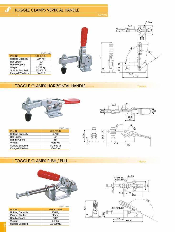 Source Frejoth catalogue page 197 — TOGGLE CLAMPS VERTICAL HANDLE