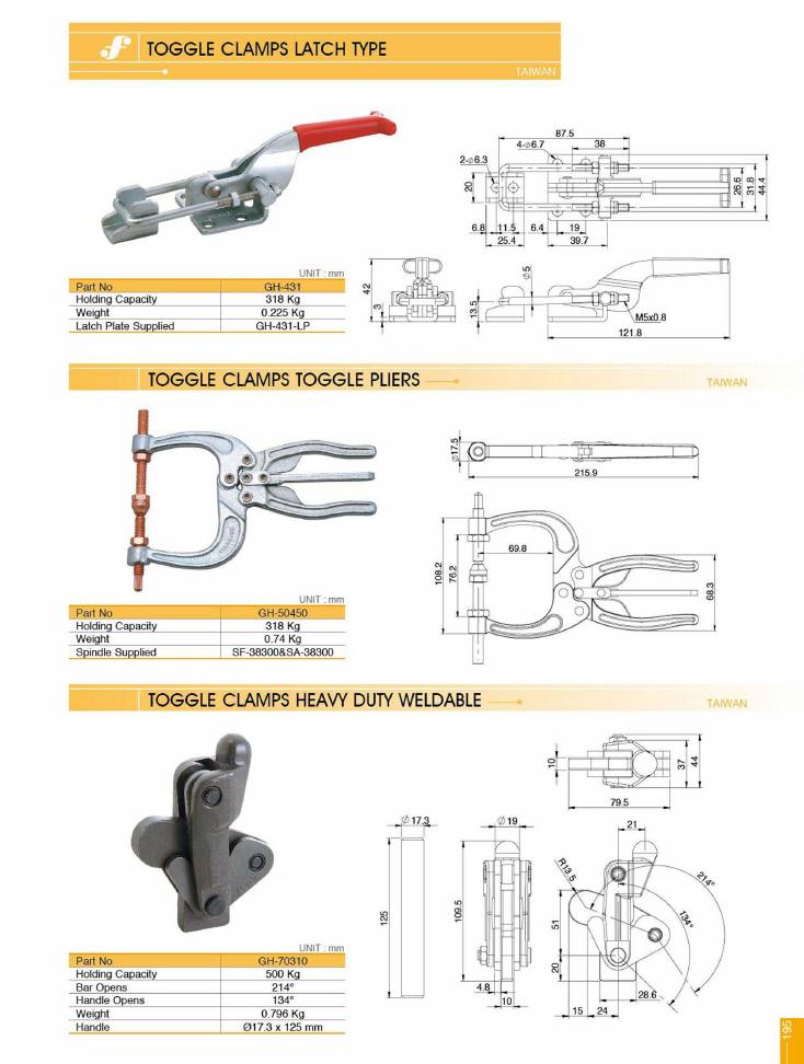 Source Frejoth catalogue page 195 — Toggle clamps