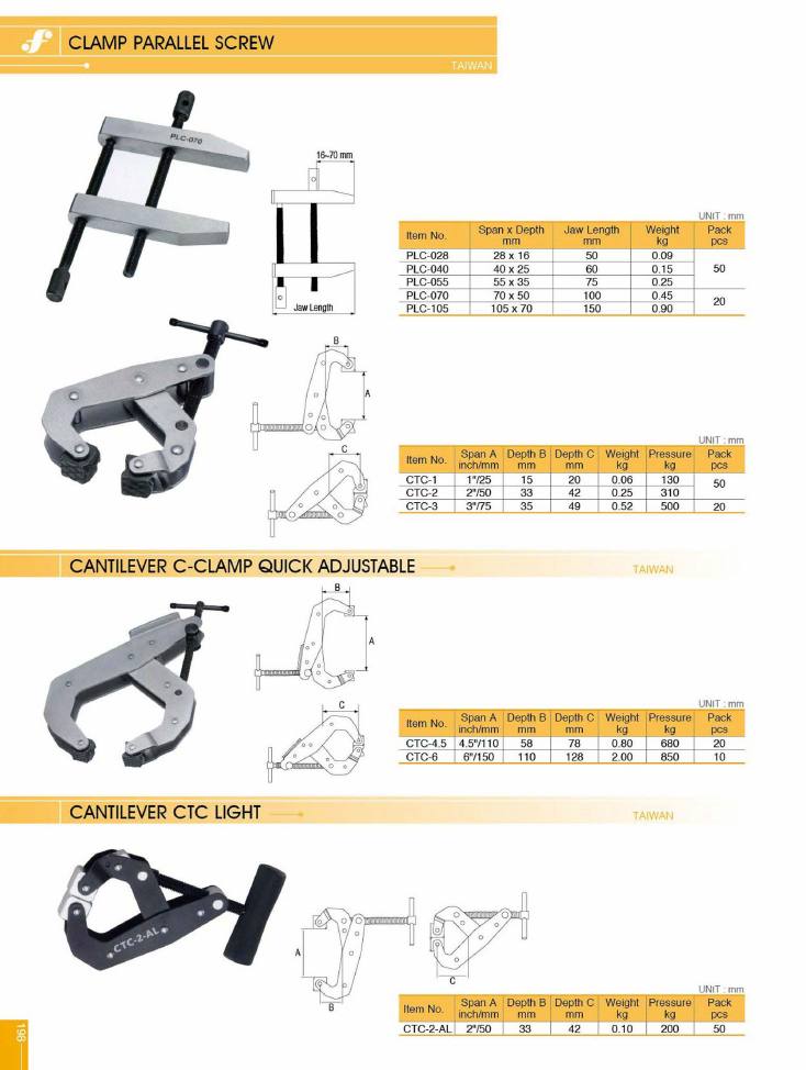 Source Frejoth catalogue page 201 — CLAMP PARALLEL SCREW