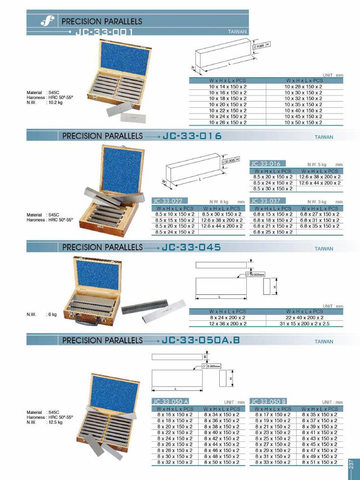 Source Frejoth catalogue page 240 — PRECISION PARALLELS