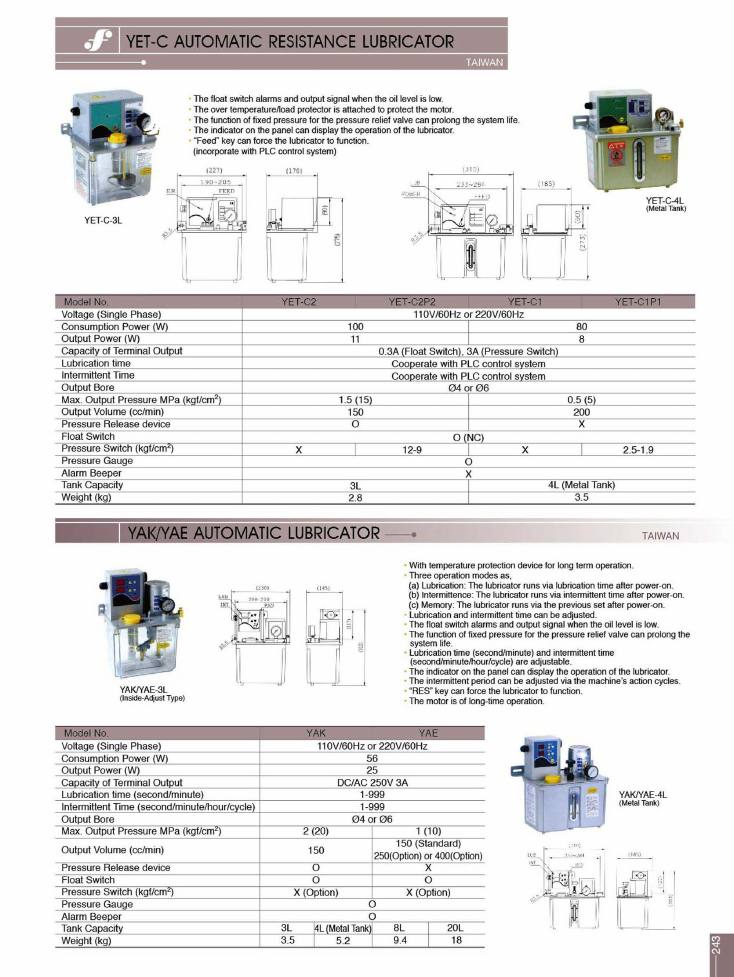 Source Frejoth catalogue page 246 — YET-C AUTOMATIC RESISTANCE LUBRICATOR